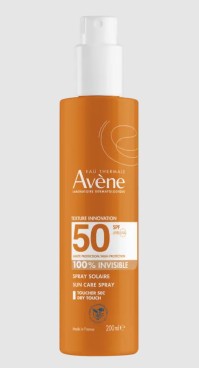 Avene Lait Solaire Αντιηλιακό Spray Σώματος 100% Invisible SPF50+, 200ml