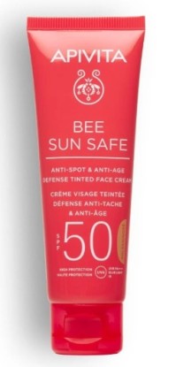 Apivita Bee Sun Safe Anti-Spot & Anti-Age Defence Tinted Face Cream SPF50 με Θαλάσσια Φύκη και Πρόπολη Gold 50ml