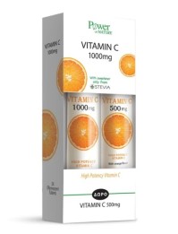 Power Health 1+1 ΔΩΡΟ με Vitamin C 1.000mg με Στέβια Αναβράζουσα Βιταμίνη C με Γεύση Πορτοκάλι, 20 eff. tabs & μαζί Vitamin C 500mg Αναβράζουσα Βιταμίνη C με Γεύση Πορτοκάλι, 20 eff. tabs