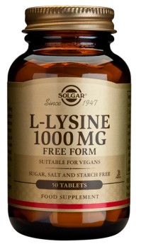 Solgar L-Lysine 1000mg Συμπλήρωμα Διατροφής L-λυσίνης Χρήσιμο για Πρόληψη & Επιτάχυνση Χρόνου Ανάρρωσης του Απλού Έρπη, 50tabs