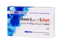 VioGenesis Vitamin K2 [MK-7] 225 μg + Vitamin D3 4000 IU Depot Βιταμίνη K2 και βιταμίνη D3 φαρμακοτεχνικής μορφής δισκίων Depot (βραδείας αποδέσμευσης) 60 tabs
