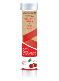 Genecom Terra Vitamin C 1000mg & Zinc Cherry Συμπλήρωμα Διατροφής Με Βιταμίνη C Και Γεύση Κεράσι 20 Αναβράζοντα Δισκία