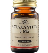 Solgar Astaxanthin 5mg Συμπλήρωμα Διατροφής με Αντιοξειδωτική Δράση για Προστασία Οφθαλμών από Εκφυλιστικές Αλλοιώσεις - Βοηθά στην Ομαλή Λειτουργία του Καρδιαγγειακού & Νευρικού Συστήματος, 30softgels