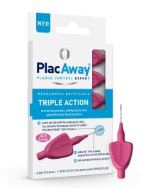 Plac Away Triple Action Μεσοδόντια Βουρτσάκια 0.4mm ISO 0, Ροζ, 6τεμ