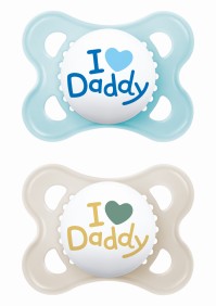 Mam Original I Love Daddy Ορθοδοντική Πιπίλα Σιλικόνης με Θηλή Skinsoft 115SB1 για 2-6 μηνών Μπλε, 2τμχ