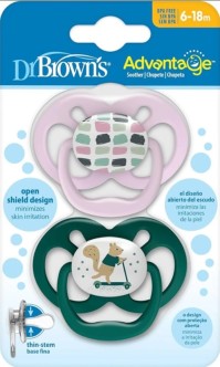 Dr Browns Πιπίλα Σιλικόνης Advantage Μωβ-Πράσινο 6-18m, 2τμχ