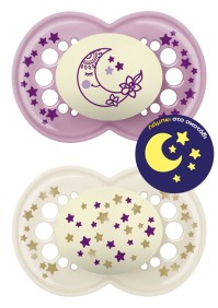 Mam Original Night Πιπίλα Σιλικόνης με Θηλή Skinsoft 260SG για 16+ μηνών Ροζ,2τμχ