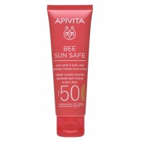 Apivita Bee Sun Safe Anti-Spot & Anti-Age Defence Tinted Face Cream SPF50 με Θαλάσσια Φύκη και Πρόπολη Gold 50ml
