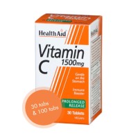 Health Aid Vegan Vitamin C 1500mg Βιταμίνη C Καταπινώμενες Ταμπλέτες Βραδείας Αποδέσμευσης, 30 Tabs