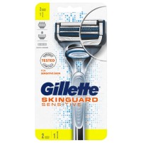 Gillette Sensitive SkinGuard Ξυριστική Μηχανή για Ευαίσθητη Επιδερμίδα, 1 μηχανή & 2 ανταλλακτικά
