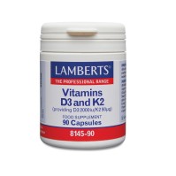 Lamberts Vitamin D3 2000iu & K2 90μg Συμπλήρωμα Διατροφής Για Υγιή Οστά & Δόντια, 90 Κάψουλες