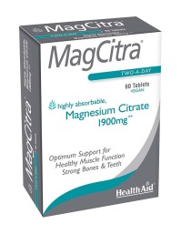 Health Aid Vegan Magcitra 1900mg Συμπλήρωμα Διατροφής με Μαγνήσιο Κιτρικό για Υποστήριξη του Νευρικού & Μυικού Συστήματος 60 Ταμπλέτες