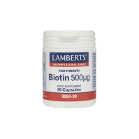 Lambers Biotin 500MCG για την Ομαλή Ανάπτυξη & Βελτίωση του Δέρματος, των Μαλλιών & του Μυελού των Οστών, 90caps