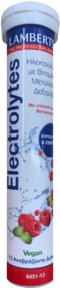 Lamberts Electrolytes Αναβράζοντες Ηλεκτρολύτες Βατόμουρο με Μαγνήσιο & Βιταμίνες 13tabs