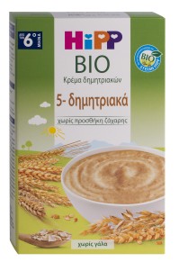 Hipp BIO Κρέμα 5 Δημητριακών Χωρίς Γάλα Μετά Τον 6ο Μήνα 200gr