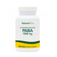 Natures Plus, PABA (Para Aminobenzoic Acid) 1000mg, Αντιοξειδωτική Φόρμουλα, για το Σχηματισμό Ερυθρών Αιμοσφαιρίων, την Αντιμετώπιση της Λεύκης & την Προστασία από Ηλιακά Εγκαύματα, 60 tabs
