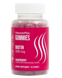 Natures Plus Biotin 5000mcg - Συμπλήρωμα Διατροφής Βιοτίνης, 60 ζελεδάκια