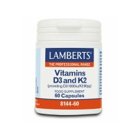 Lamberts Vitamin D3 1000iu + K2 (90mg) Συμβάλλουν στην Υγεία του Καρδιαγγειακού και του Μυοσκελετικού Συστήματος - 60caps