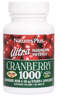 Natures Plus Ultra Cranberry 1000 mg Συμπλήρωμα Διατροφής από Χυμό Cranberry για Στήριξη του Ουροποιητικού Συστήματος 60tabs