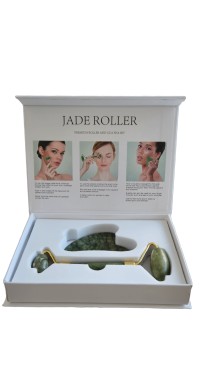 Jade Roller Σετ μασάζ προσώπου , ρολό και πέτρα Gua Sha, λείανση ρυτίδων και μασάζ δέρματος