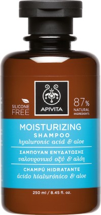 Apivita Moisturizing Shampoo Σαμπουάν Ενυδάτωσης με Υαλουρονικό Οξύ & Αλόη, 250ml