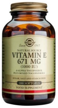 Solgar Vitamin E 671 mg 1000 IU Συμπλήρωμα Διατροφής Βιταμίνης Ε, 100 Μαλακές Κάψουλες