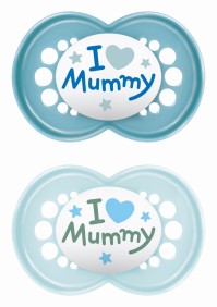 Mam Original I Love Mummy Πιπίλα Σιλικόνης με Θηλή Skinsoft 265SB2c για 16+ μηνών Μπλε, 2τμχ