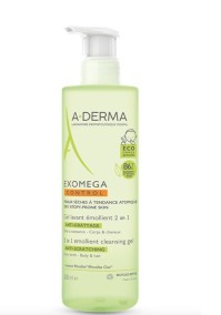A-Derma Exomega Gel Lavant Emollient 2 en 1 Ζελ Καθαρισμού Σώμα/Μαλλιά για Βρέφη-Παιδιά Ξηρό/Ατοπικό Δέρμα 500ml