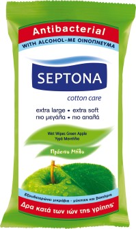 Septona Αντιβακτηριδιακά Μαντηλάκια Χεριών με Άρωμα Πράσινο Μήλο 15τμχ