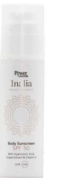Power Health Inalia Body Αντηλιακή Κρέμα Σώματος, Υψηλής Προστασίας με Υαλουρονικό Οξύ, Εκχύλισμα από Σταφύλι & Βιταμίνη E 150ml