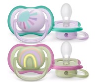 Philips Avent Πιπίλα Ultra Air για 0-6 μηνών Sun/Rainbow Purple/Green 2τμχ