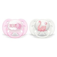 Philips Ορθοδοντικές Πιπίλες Σιλικόνης για 0-6 μηνών Σύννεφα - Κύκνος Ροζ - Λευκό 2τμχ