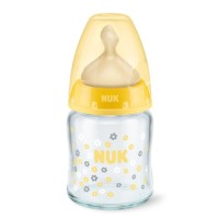 Nuk First Choice+ Γυάλινο Μπιμπερό με Θηλή Καουτσούκ Μεσαίας Οπής, από 0-6 μηνών, 240ml