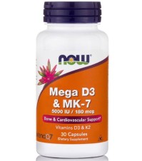 Now Foods Mega D3 & MK-7 Βιταμίνη D3 & K2 για Οστά & Καρδιαγγειακό 30caps