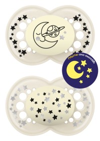 Mam Original Night Πιπίλα Σιλικόνης με Θηλή Skinsoft 260SU για 16+ μηνών Unisex Κρεμ, 2τμχ