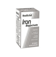 HEALTH AID IRON BISGLYCINATE Σίδηρος Δισγλυκινικός 30mg με Βιταμίνη C, 90tabs