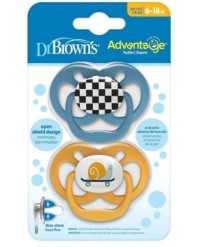 Dr. Browns Πιπίλα Σιλικόνης Advantage Μπλε/Πορτοκαλί 6-18m, 2τμχ