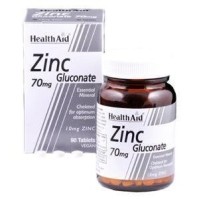 Health Aid Vegan Zinc Gluconate 70mg Συμπλήρωμα Διατροφής με Ψευδάργυρο Γλυκονικό για Ανοσοποιητικό, Δέρμα & Αναπαραγωγικό 90 Ταμπλέτες