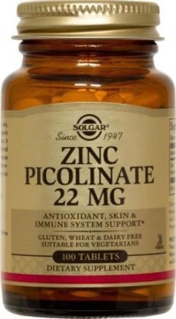 Solgar Zinc Picolinate  22mg, 100 Ταμπλέτες