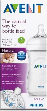 Philips Avent SCF033/17 Natural Πλαστικό Μπιμπερό με Θηλή Αργής Ροής 1m+ 260ml