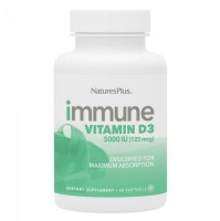 Natures Plus Immune Vitamin D3 125mcg 5.000IU Συμπλήρωμα Διατροφής με Βιταμίνη D3 για Ενίσχυση του Ανοσοποιητικού, 60softgels