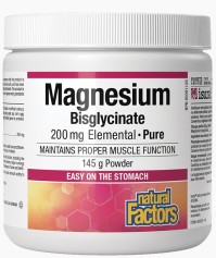 Natural Factors Magnesium Bisglycinate 200mg Σκόνη Υψηλή Απορρόφηση 145g
