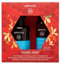 Apivita Hydra Shot Promo Moisturizing Shampoo, Σαμπουάν Ενυδάτωσης 250ml & Leave-In Conditioner Κρέμα Ενυδάτωσης χωρίς Ξέβγαλμα, 100ml