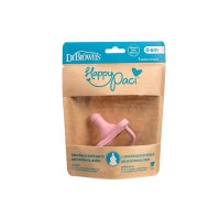 Dr. Browns Happy Paci Πρωτοποριακή Πιπίλα Όλο Σιλικόνη (PS110074) Για την Περίοδο της Οδοντοφυΐας 0m+ Μηνών, Σε Χρώμα Ροζ* 1 τεμάχιο