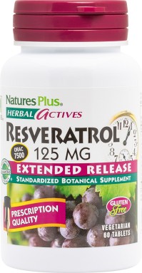 Natures Plus Resveratrol 125 mg Extended Release Συμπλήρωμα Διατροφής με Ισχυρή Αντιοξειδωτική Δράση 60tabs