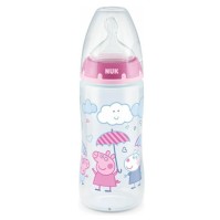 NUK Peppa Pig Ροζ Μπιμπερό Πλαστικό με Δείκτη Ελέγχου Θερμοκρασίας και Θηλή Σιλικόνης 6-18m 300ml