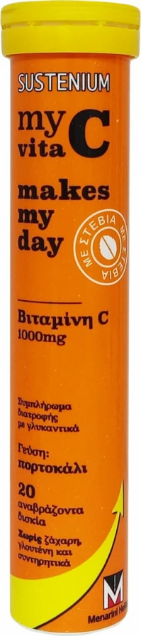 Menarini Sustenium My Vita C Makes My Day 1000mg Πορτοκάλι 20 αναβράζοντα δισκία