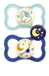 Mam Air Night Πιπίλα Σιλικόνης με Θηλή Skinsoft 277SB για 16+ μηνών Μπλε, 2τμχ