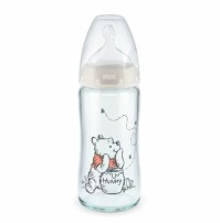 Nuk First Choice+ Πλαστικό Μπιμπερό με Θηλή Σιλικόνης και Δείκτη Ελέγχου Θερμοκρασίας Winnie the Pooh 0-6m 300ml (10741035)