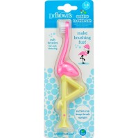 Dr. Browns Training Toothbrush Εκπαιδευτική Οδοντόβουρτσα (HG058) Φλαμίνγκο Ροζ Για βρέφη & παιδιά 1-4 ετών, 1 τεμάχιο